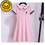 G.DUCKKIDS女童學(xué)院風(fēng)連衣裙夏季薄款2024新款洋氣公主裙秋裝兒童T恤裙子潮 粉紅色 170 cm適合160-170cm13-15歲