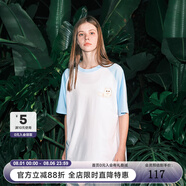 SuaMoment抓痕加菲貓咪短袖T恤休閑運動情侶純棉半袖潮流寬松體恤 【常規(guī)款】藍白 M