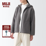 無印良品 MUJI 女式 長毛抓絨連帽衫 BBJ21A2A 柔軟外套短款外套 中灰色 M