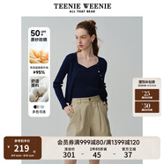 Teenie Weenie【原紗防曬】小熊淑女白色毛衣針織開(kāi)衫長(cháng)袖打底衫女空調衫 藏青色 M (165)