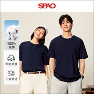 SPAO210g純棉圓領(lǐng)短款短袖T恤男女同款夏季新款舒適上衣SPDX25SD01XY 藏青 #純色 M