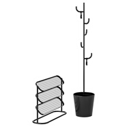 宜家（IKEA）ALGANAS艾佳奈斯衣帽架鞋架臥室落地立式掛衣架衣服架 黑色2件套門廳家具