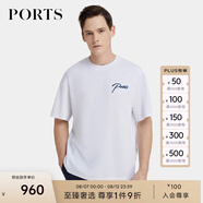 PORTS寶姿男裝夏季時(shí)尚休閑刺繡短袖圓領(lǐng)T恤 白色 L