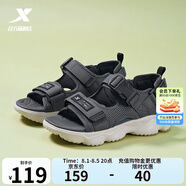 特步?jīng)鲂锌钕募拘驴钌碁┬竦自龈吣g(shù)貼休閑運(yùn)動(dòng)涼拖鞋男鞋涉水鞋 木炭灰-男 42
