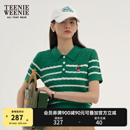 Teenie Weenie小熊女裝簡(jiǎn)約夏季短袖毛衣針織衫POLO領(lǐng)泡泡袖女裝 綠色 S 160