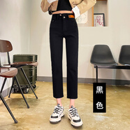 吻璦（wenai）牛仔褲女2025年春秋季新款直筒牛仔褲女小個子150cm顯高春秋季高 黑色 25