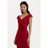 拉夫勞倫（Ralph Lauren）女士修身顯瘦純色拉鏈連衣裙彈力針織晚禮服 festive red 均碼 |40