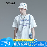 古由卡（GUUKA）聯(lián)名款短袖t恤男士潮牌夏季王以太同款休閑風(fēng)寬松打底衣服半截袖 白色 S
