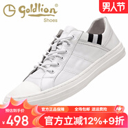 金利來(lái)男鞋夏季韓版潮流英倫風(fēng)百搭真皮休閑鞋系帶皮鞋男潮流鞋子板鞋男 白色598820240BPB 39
