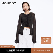moussy 夏季新品法式優(yōu)雅淑女薄款系帶針織衫女010HS670-2191 020黑色 均碼