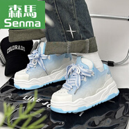 森馬情侶鴛鴦鞋男女冬季2025新款網(wǎng)紅厚底增高休閑運動(dòng)星星面包鞋 藍色 44 標準碼