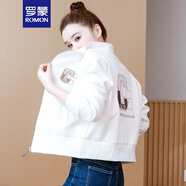 羅蒙（ROMON）秋冬季短外套女裝2024新款春秋時(shí)尚寬松短款風(fēng)衣女士夾克衫上衣潮 白色 XL （115-125斤）