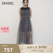SNIDEL秋冬甜美圓領(lǐng)無(wú)袖吊帶薄紗連衣裙兩件套SWCO244056 黑色 S （0）