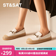 星期六（St&Sat）女鞋春季平底金屬扣一腳蹬休閑漁夫鞋 41米白色 38