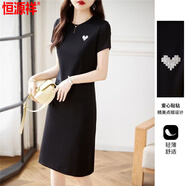 恒源祥連衣裙女2025年夏季新品個(gè)性優(yōu)雅氣質(zhì)純色收腰小黑裙簡(jiǎn)約時(shí)尚 2026款黑色連衣裙 M 建議80-95斤