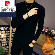 皮爾卡丹（pierre cardin）針織衫男士線衣套頭毛衣男秋冬季潮流韓版針織衫長袖休閑打底衫男 黑色加絨 M.