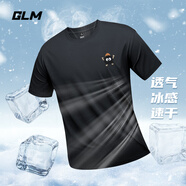 GLM男士速干涼感T恤夏季美式通勤風新款五分袖學生高街圓領短袖上衣