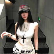 優(yōu)詩(shī)諾（YOUSHINUO）復古暗黑系木質(zhì)十字架項鏈亞文化朋克y2k吊墜鎖骨鏈衛衣百搭飾品 十字架吊墜項鏈