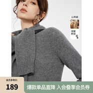 ELLE綿羊毛山羊絨寬松圓領(lǐng)毛衣女2024冬裝新款休閑簡(jiǎn)約毛針織衫 深灰 S