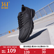 361度運(yùn)動(dòng)鞋男鞋夏季透氣網(wǎng)面跑鞋通勤輕質(zhì)減震戶外健身慢跑步鞋 曜石黑/煙灰【革面】 42