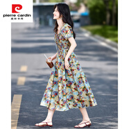皮爾卡丹（pierre cardin）2025夏季新品優(yōu)雅甜美風(fēng)小碎花裙聚會(huì)出游吸睛U形領(lǐng)短袖連衣裙女 紫菱色 M