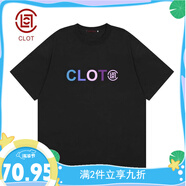 CLOT凝結(jié)集團(tuán)夏季新款聯(lián)名CLOT潮牌字母百搭寬松男純棉休閑短袖女情侶 黑色-CLOT聯(lián)名 M  【250G高支棉】