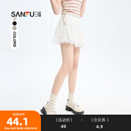 三福半身裙2024夏季碎花防走光內襯雙層短裙女裝483825 大白（花邊下擺） 170/72A/L
