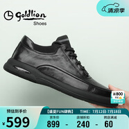 金利來（goldlion）男鞋男士休閑鞋時尚舒適耐磨休閑皮鞋50623011401A-黑色-39碼