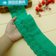 蕾絲花邊輔料10厘米寬黑色白色純棉布刺繡花邊衣服裙子邊下 10CM(寬)鮮綠色棉繡1米長
