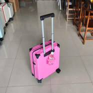 稻草人新款多功能航空登機箱20*40*55行李箱免托運男女結實(shí)旅行箱拉桿箱 8020-杯架_櫻花粉(隱形掛鉤+杯架 20寸_福州航空(免托運)