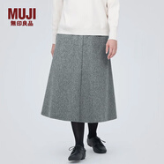 無(wú)印良品（MUJI）女式 彈力起毛 寬擺裙 休閑中長(zhǎng)款A(yù)字半身裙子女款秋季 BE1P4C3A 灰色 M (160/66A)