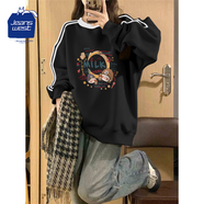 JEANSWEST CLUB真維斯條紋圓領(lǐng)衛(wèi)衣春秋美式寬松無帽上衣oversize小眾設(shè)計(jì)感外套