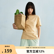 Champion冠軍情侶純棉短袖T恤春夏新款男刺繡小C美式潮牌上衣 淺黃色  XL