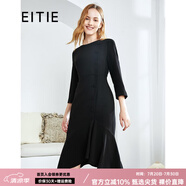 愛(ài)特愛(ài)（EITIE）秋冬商場(chǎng)同款優(yōu)雅通勤百搭收腰魚(yú)尾七分袖連衣裙女包臀6007747 黑20 L 165