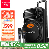 山水（SANSUI） A12-66廣場舞音響戶外K歌重低音藍牙音響便攜式移動舞臺拉桿音箱大功率擴音器 旗艦plus版（12寸重低音+雙麥）