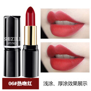 適合媽媽用的口紅滋潤(rùn)款保濕易上色不易掉色化妝品舒姿莉圓管口紅 06#熱吻紅