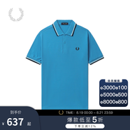 Fred Perry男士POLO衫2025夏季商務(wù)短袖重磅麥穗多彩T恤M3600 Y27/湖藍(lán)色 M
