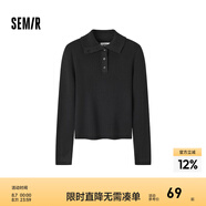 森馬毛衣女短款高領(lǐng)正肩緊身套頭衫休閑風(fēng)冬季顯瘦打底衫簡約氣質(zhì) 黑色90001 160/84A/M