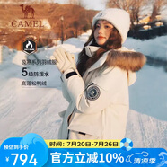 駱駝（CAMEL）戶外極寒派克工裝毛領(lǐng)情侶款羽絨服保暖加厚中長款外套