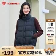 坦博爾羽絨服馬甲女立領(lǐng)寬松外搭短款羽絨背心外套TD236006 黑色 175