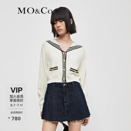 MO&Co.學(xué)院風(fēng)短款千金針織衫上衣女小香風(fēng)針織開衫針織衫女摩安珂 米白色-第2批 XS 155