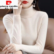 皮爾卡丹（pierre cardin）羊毛衫女士秋冬高領(lǐng)毛衣寬松加厚配大衣內搭羊毛針織打底衫 原駝米 XL 120-130斤