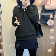 桑紀（SANGJI）孤獨搖滾山田涼cosplay甜辣jk制服深灰毛衣襯衫紺色短裙cos套裝 套裝深灰毛衣+長袖+黑色領繩+紺 XS