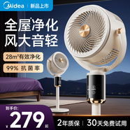 美的（Midea）電風扇空氣循環(huán)扇暴風驅(qū)蚊落地扇家用大風力輕音凈化扇 暖灰【凈化濾網(wǎng)款】99%抗菌+智能語音