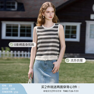 香影流蘇條紋黑色t恤女短袖2025夏裝新款寬松休閑風(fēng)正肩圓領(lǐng)上衣 黑色T85S799  背心款 L 165/88A/110-125斤