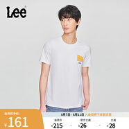 Lee25新品標準版圓領(lǐng)Logo字母印花男短袖T恤休閑潮流LMT0098144LE 白色 M