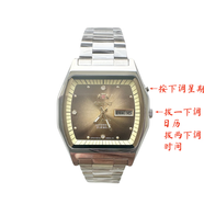 東方（ORIENT）傳統系列經(jīng)典方形雙獅手表庫存全自動(dòng)機械表男夜光雙日歷日本手表 茶色 保修三年 可佩戴游泳 38mm