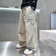 夢(mèng)夢(mèng)奇男童褲子夏季薄款新款2025大童工裝褲夏天兒童長(cháng)褲男孩防蚊 淺卡其【主圖款】 均碼 120cm 建議35-50斤孩子