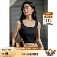 茵曼（INMAN）多色無(wú)袖顯瘦吊帶背心T恤女裝2025夏季新款簡(jiǎn)約休閑百搭圓領(lǐng)上衣 午夜黑 S