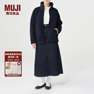 無印良品 MUJI 男女通用 羊羔絨 拉鏈夾克 毛絨加絨厚外套 秋冬季 深藏青色 XXXXS-XXXS